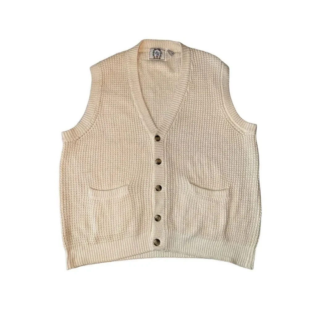 Vintage 90’s Silk Blend Oversized Cream Knit Vest